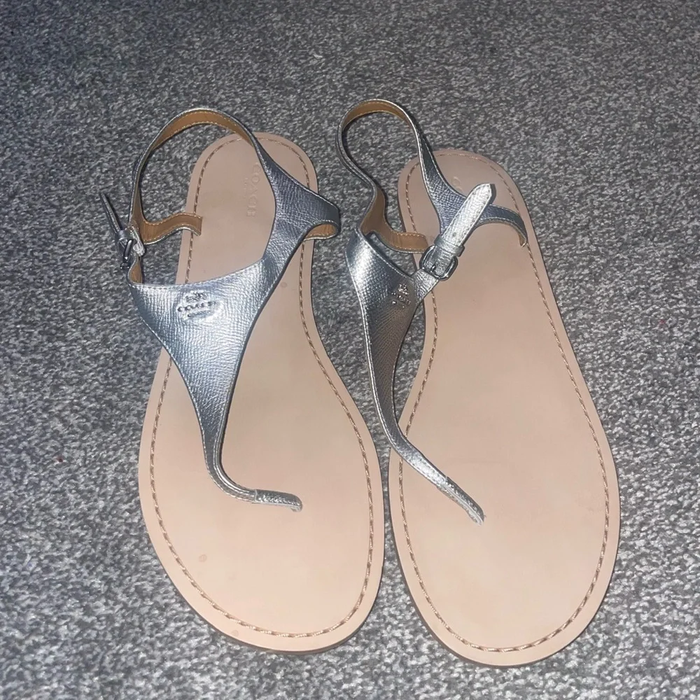 Metallic Leather Coach Sandals (NWT) - Size 11 - Picture 2 of 5